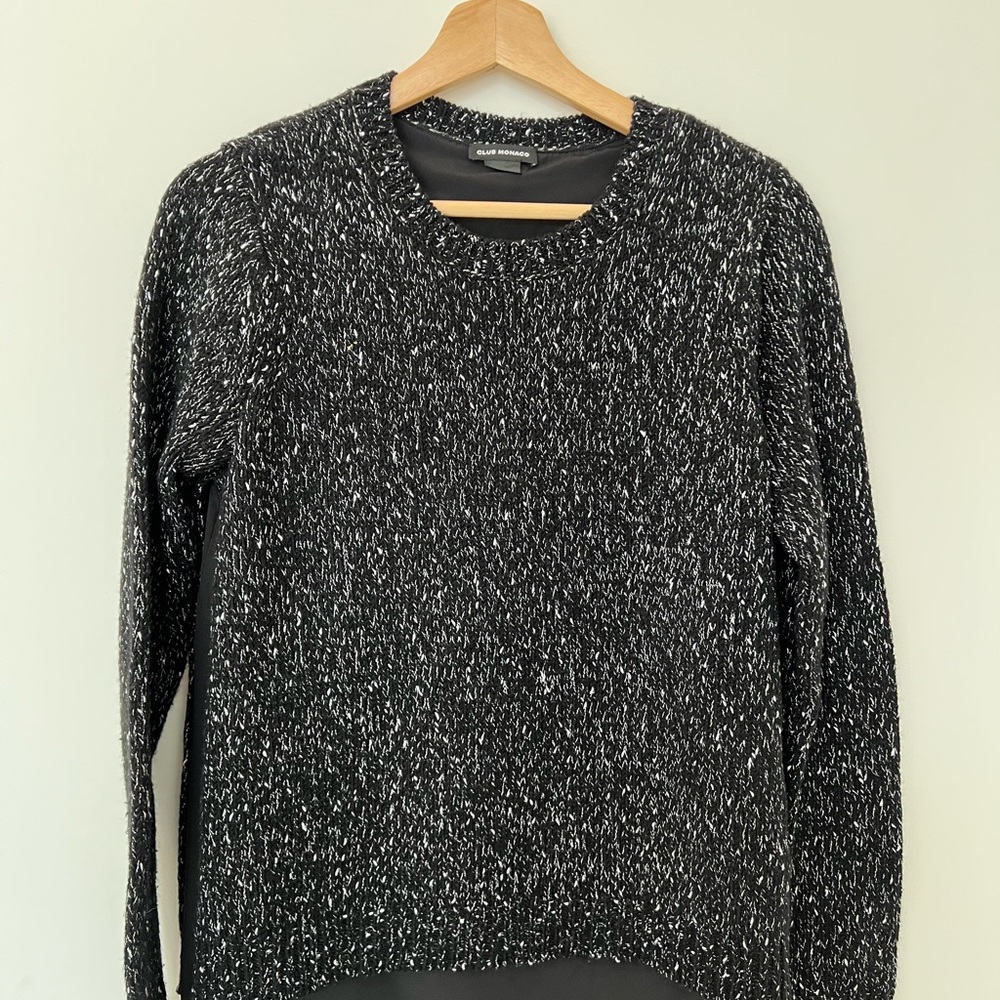 Club Monaco Black and White Marled Crewneck Sweater - size M